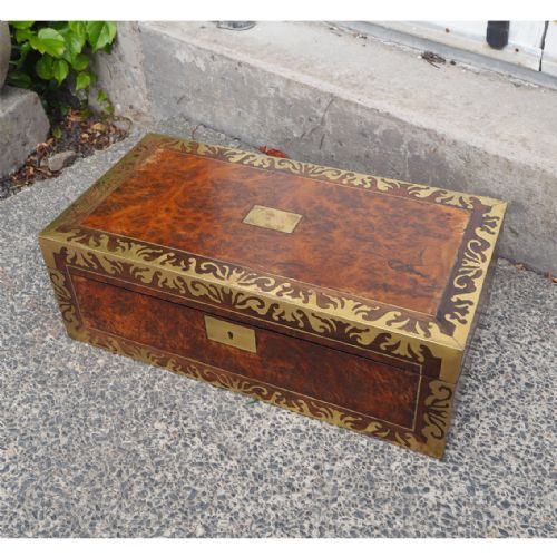 Regency Brass Inlaid Burr Elm Lap Desk