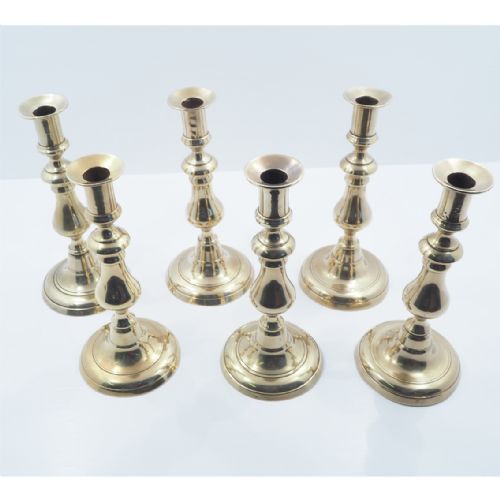 Good Set of 6 Georgian Brass Candlesticks