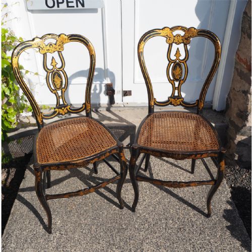 Good Pair of Decorative Ebonised Chairs
