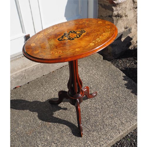 Fine Victorian Walnut & Marquetry Tripod Table