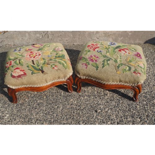 Good Pair of Victorian Walnut Foot Stools