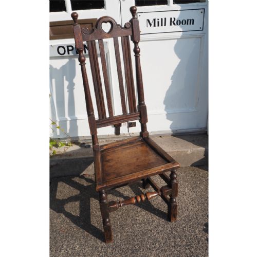 17th Century Oak High Back Hall Chair