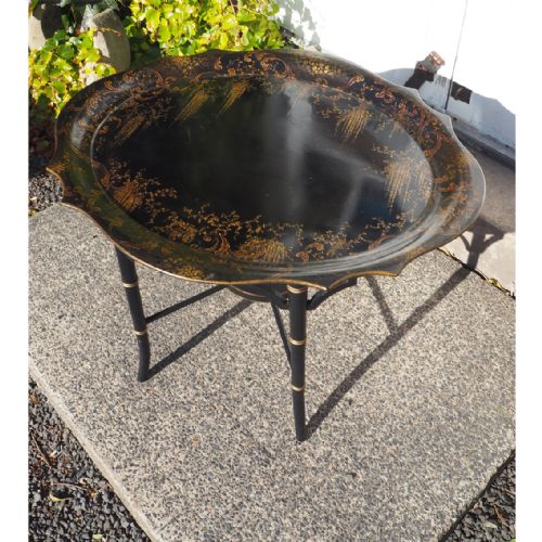 19th Century Papier Mache Tray & Stand