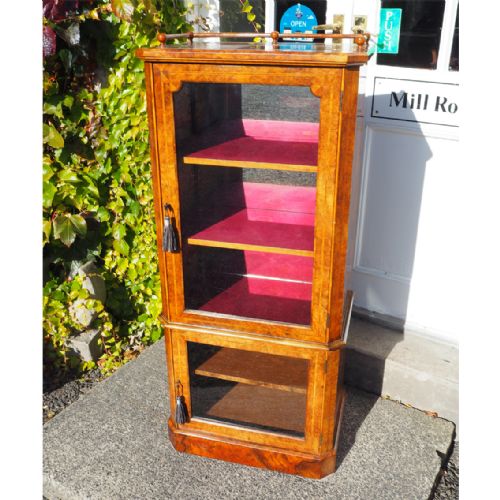 Fine Victorian Burr Walnut China Cabinet
