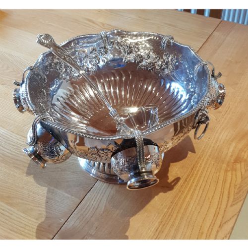 Outstanding Silver Plated Punch Bowl Set
