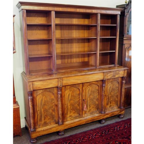 Late Regency Flame Mahogany Open Bookcase