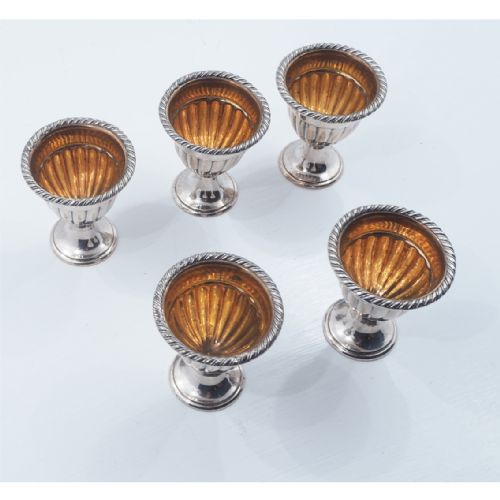 Set of 5 Regency Sheffield Plate Egg Cups
