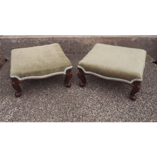 Fine Pair of Victorian Walnut Foot Stools