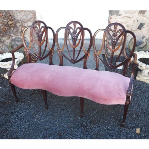 19th Cent. Hepplewhite Style Chair Back Settee