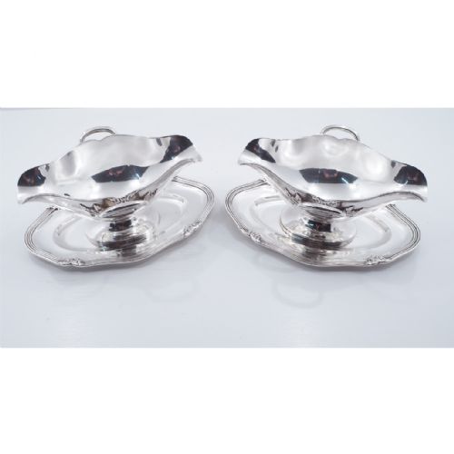 Wonderful Pair of Large Silver Sauce Tureens