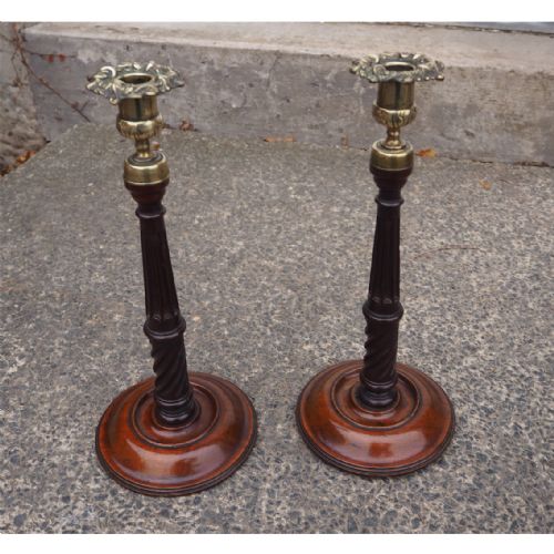 Pair of George III Mahogany Candlesticks
