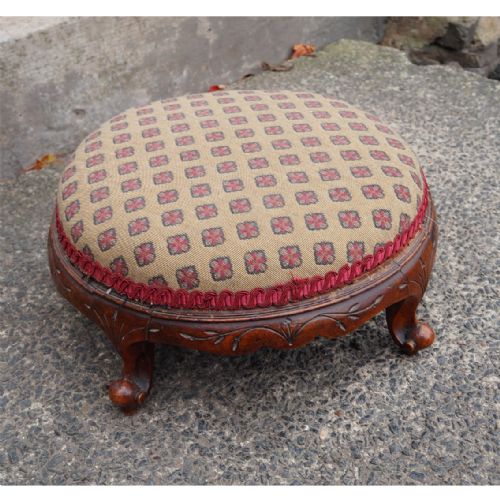 Victorain Carved Walnut Foot Stool