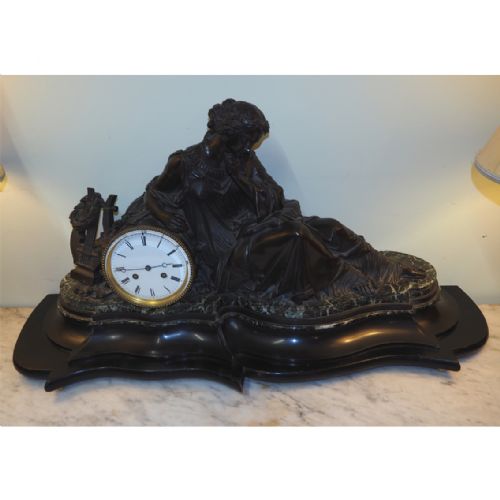 Huge French Bronze & Marble 8 Day Clock