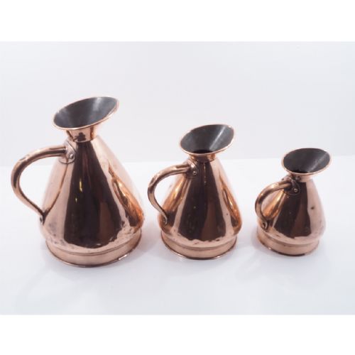 Set of 3 Large Victorian Copper Measures