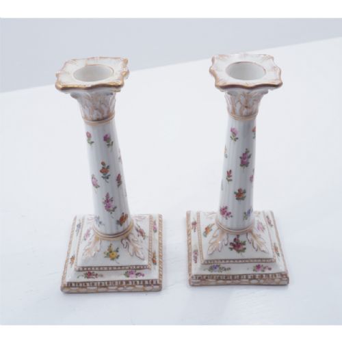 Pair of Dresden Porcelain Candlesticks