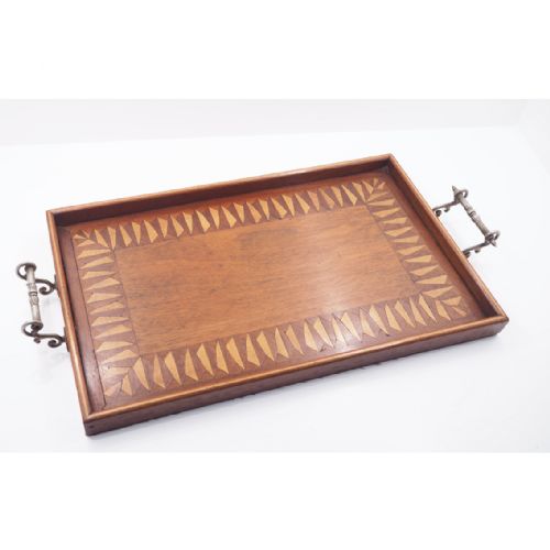 19th Century Inlaid Mahogany Tray