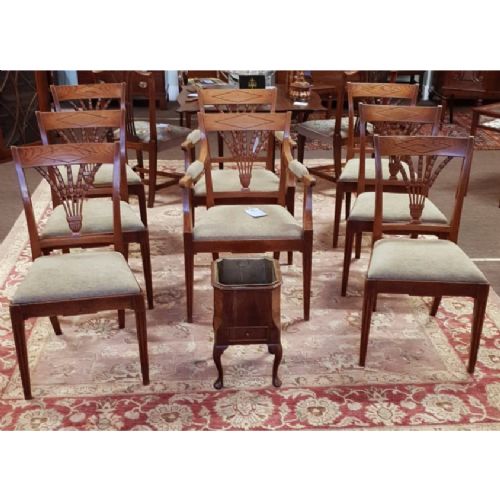 Gorgeous Set of 8 Elm Dining Chairs. C. 1820