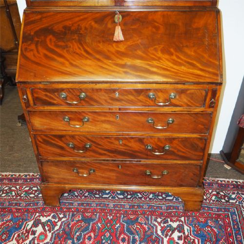 fig 2. SMALL GEORGE III MAHOGANY BUREAU BOOKCASE