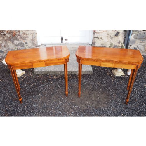 Fine Pair of Georgian Style Tea Tables