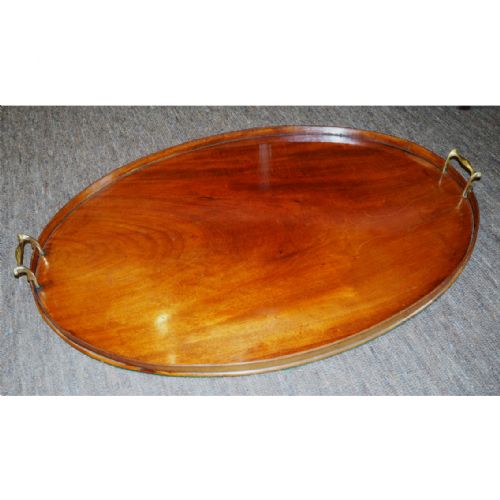 Large Georgian Oval Mahogany Tray