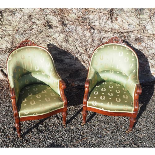 Fine Pair William IV Mahogany Library Chairs