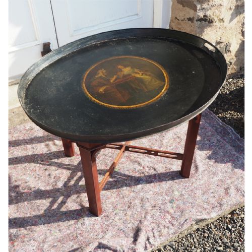 Large Georgian Toleware Tray on Stand