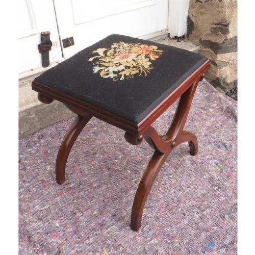 Small Regency X Frame Mahogany Stool