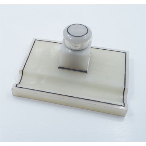 Asprey's of London Marble & Silver Ink Stand