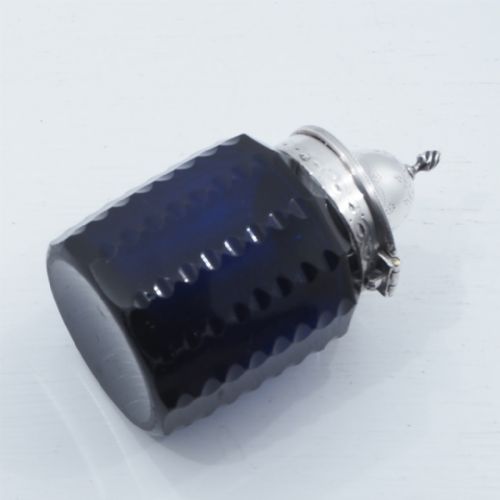 18th Cent. Silver & Blue Glass Mustard Pot