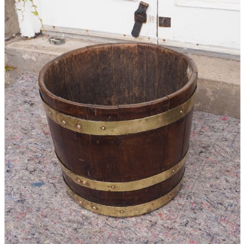 Mid Victorian Brass Bound Coopered Bucket