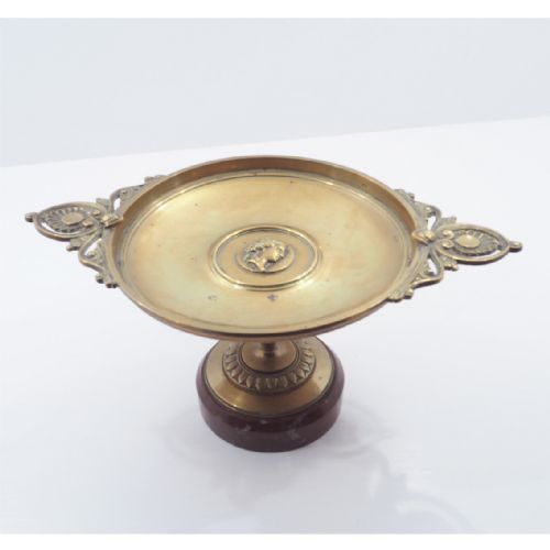 Victorian Cast Brass and Marble Tazza