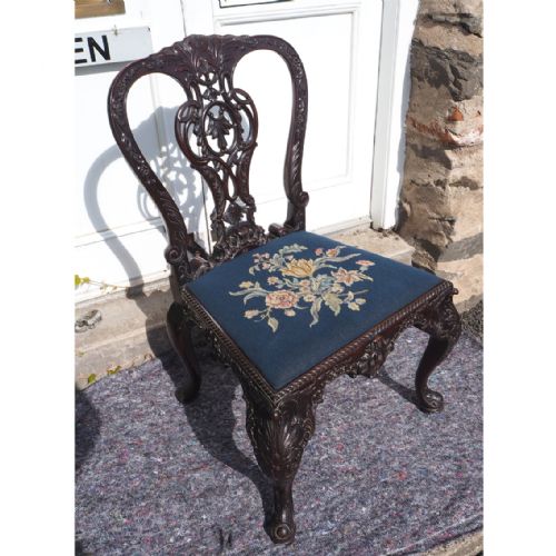 Chippendale Carved Mahogany Library Chair