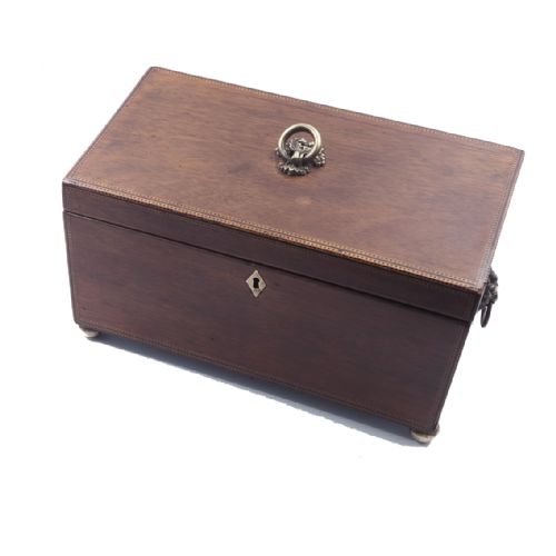 Good Georgian Mahogany Tea Caddy. Complete.
