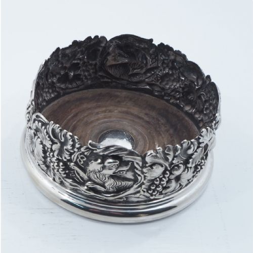 Large Silver Plated Coaster with Dog