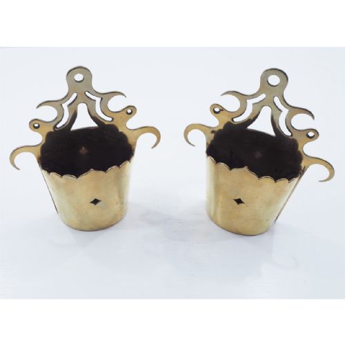 Heavy Pair Georgian Brass Wall Pockets
