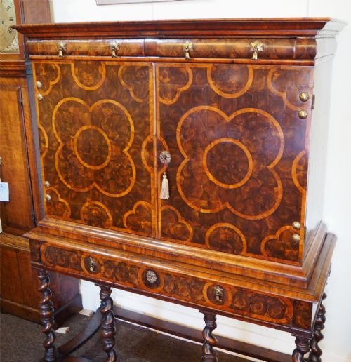 fig 1. FINE 17th CENTURY OYSTER CABINET ON STAND