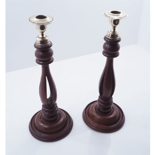 Pair of 19th Century Mahogany Candlesticks