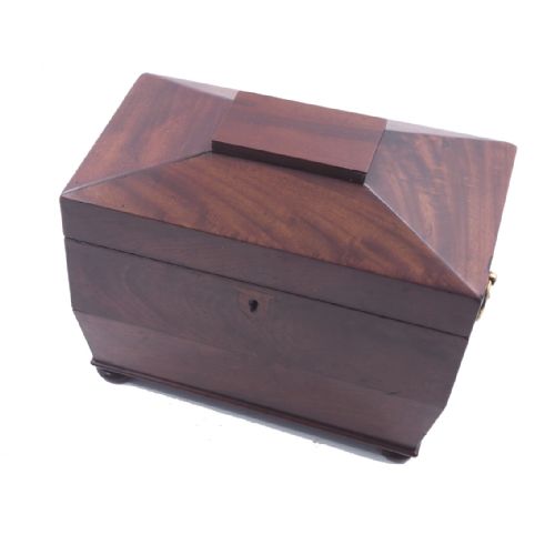 Regency Flame Mahogany Tea Caddy. Complete.