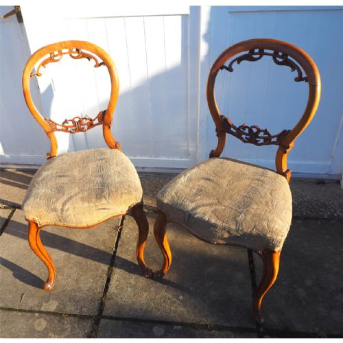 Quality Pair of Victorian Cabroile Leg Chairs