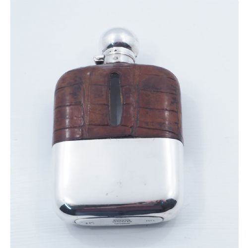 Victorian Crocodile Skin Hip Flask