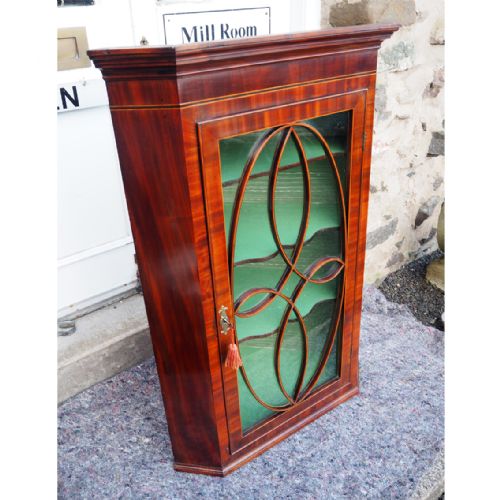fig 1. SCOTTISH MAHOGANY GLAZED CORNER CABINET