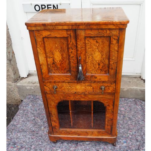 Victorian Burr Walnut Music Cabinet