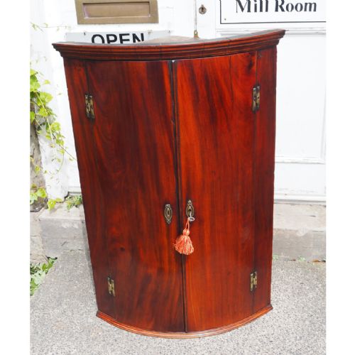 18th Century Mahogany Bow Corner Cabinet