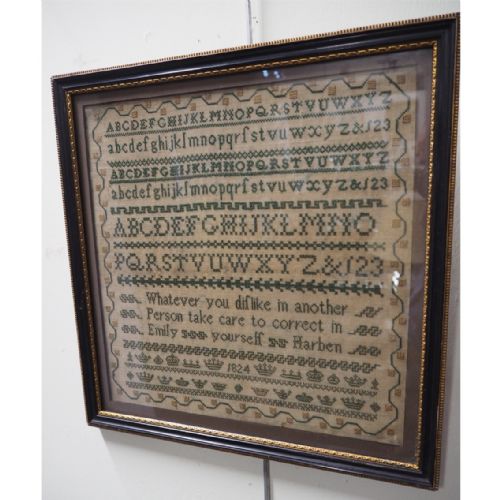 Georgian Framed Sampler. Dated 1824