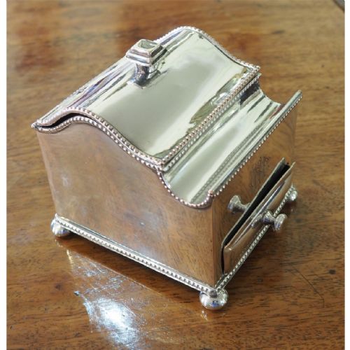 FINE QUALITY SILVER PLATED DESK INK STAND - ADDITIONAL PHOTO 1