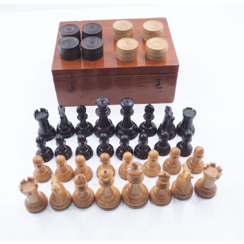Mahogany Boxed Chess and Draughts Sets