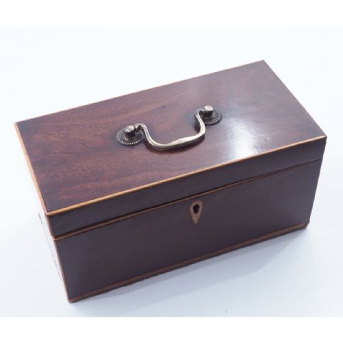 George 3rd Mahogany & Boxwood Line Tea Caddy