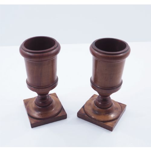 Good Pair of Turned Fruitwood Treen Goblets