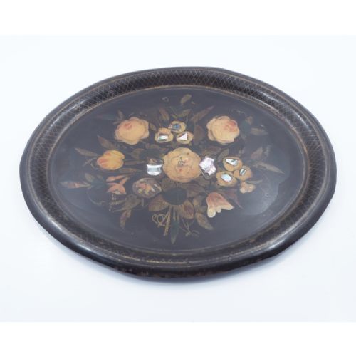 Regency Hand Painted Toleware Oval Tray