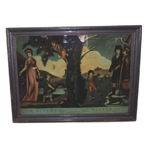 Regency Reverse Painted Glass Picture. Dated 1806